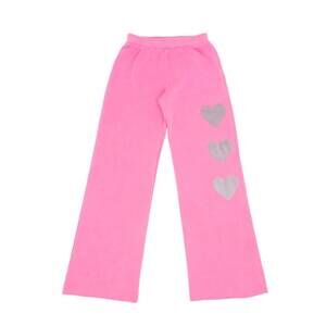NEW FIREHOUSE girls heart trio wide leg sweatpants in neon pink
